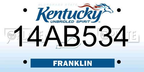 14AB534 Kentucky License Plate