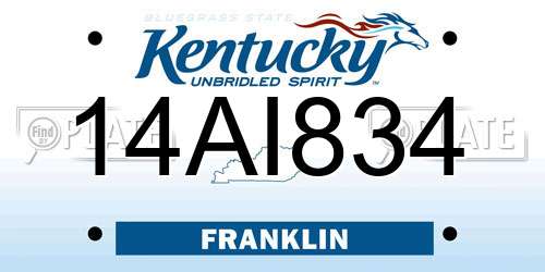 14AI834 Kentucky License Plate