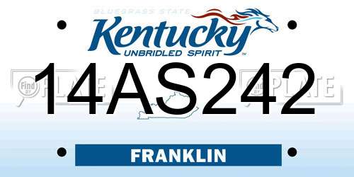 14AS242 Kentucky License Plate