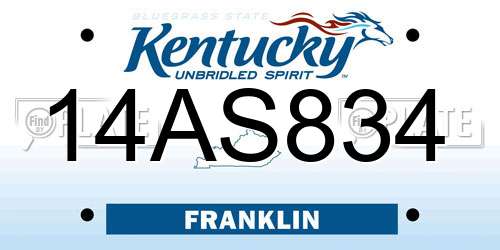 14AS834 Kentucky License Plate