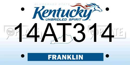 14AT314 Kentucky License Plate