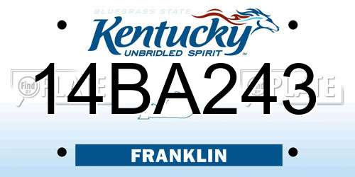 14BA243 Kentucky License Plate