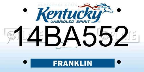 14BA552 Kentucky License Plate