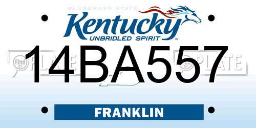 14BA557 Kentucky License Plate
