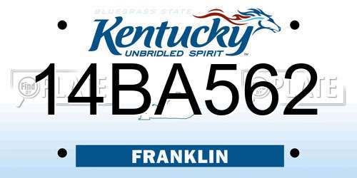 14BA562 Kentucky License Plate