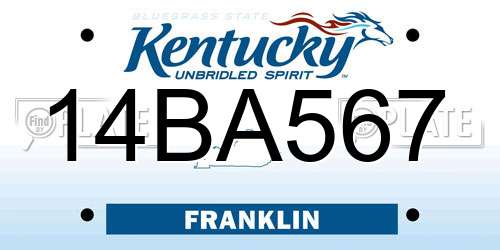 14BA567 Kentucky License Plate