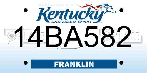 14BA582 Kentucky License Plate