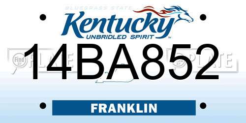 14BA852 Kentucky License Plate