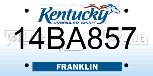 14BA857 Kentucky License Plate