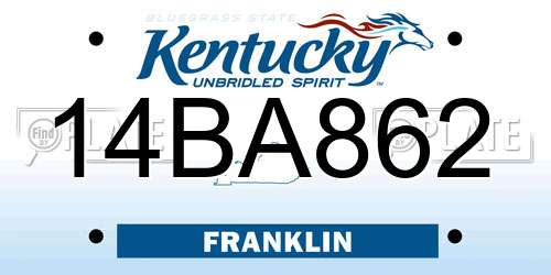 14BA862 Kentucky License Plate