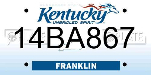 14BA867 Kentucky License Plate