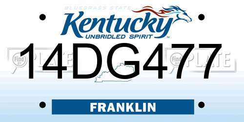 14DG477 Kentucky License Plate