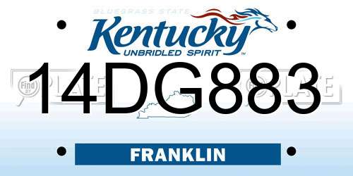 14DG883 Kentucky License Plate