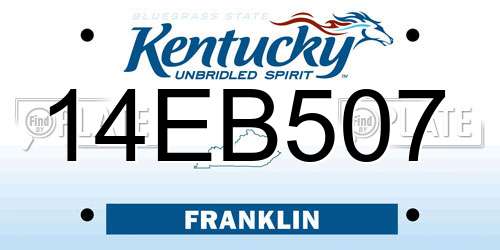 14EB507 Kentucky License Plate