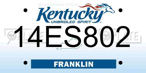 14ES802 Kentucky License Plate