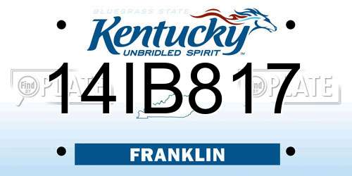 14IB817 Kentucky License Plate