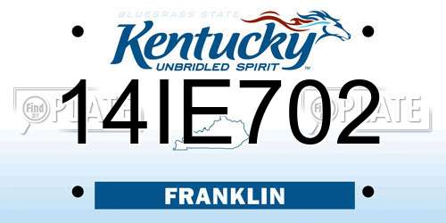 14IE702 Kentucky License Plate
