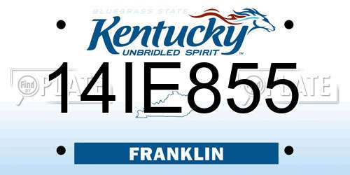 14IE855 Kentucky License Plate