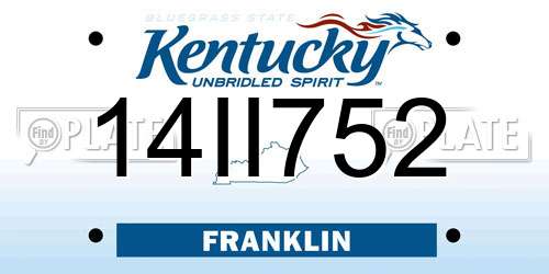 14II752 Kentucky License Plate