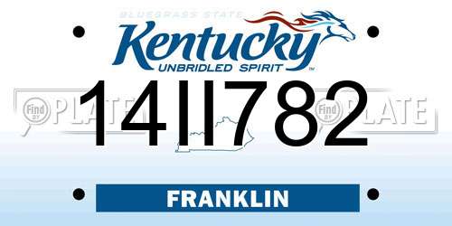 14II782 Kentucky License Plate