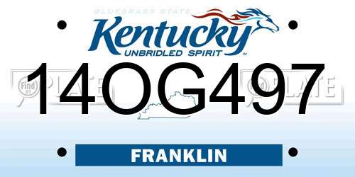 14OG497 Kentucky License Plate