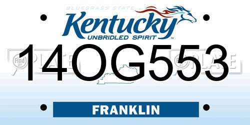 14OG553 Kentucky License Plate