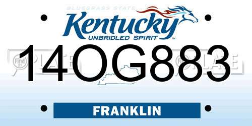 14OG883 Kentucky License Plate