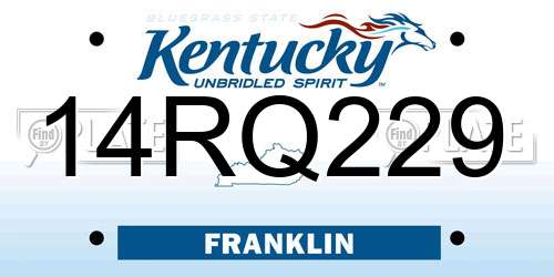 14RQ229 Kentucky License Plate