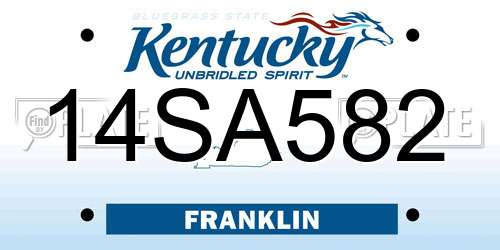 14SA582 Kentucky License Plate