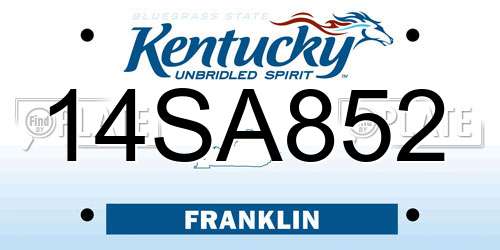 14SA852 Kentucky License Plate