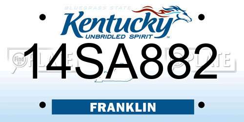 14SA882 Kentucky License Plate