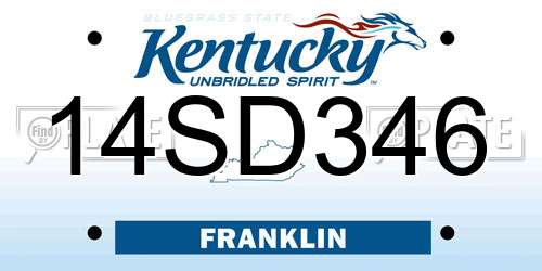 14SD346 Kentucky License Plate