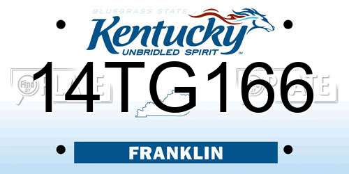 14TG166 Kentucky License Plate