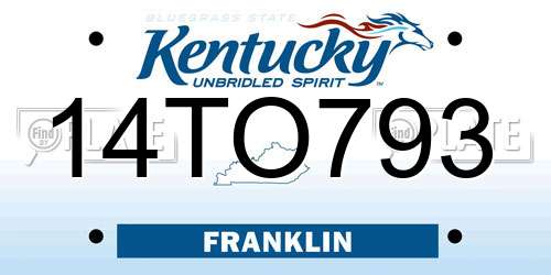 14TO793 Kentucky License Plate