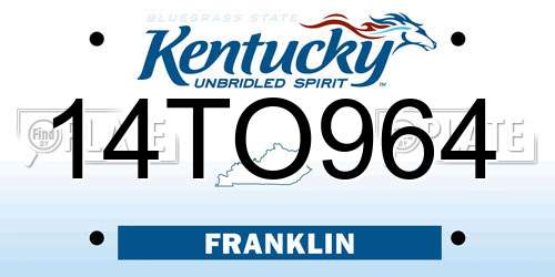 14TO964 Kentucky License Plate