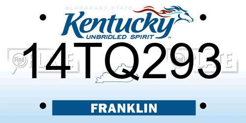 14TQ293 Kentucky License Plate