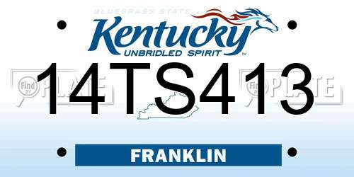 14TS413 Kentucky License Plate