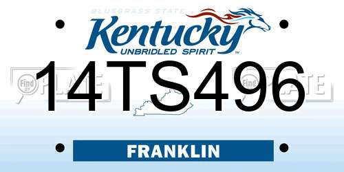 14TS496 Kentucky License Plate