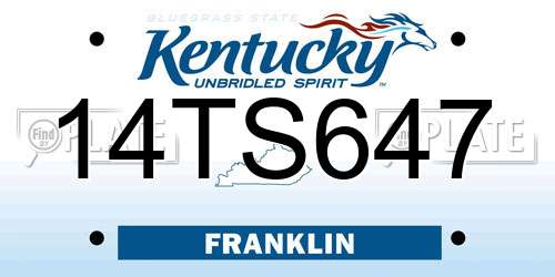 14TS647 Kentucky License Plate