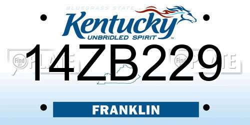 14ZB229 Kentucky License Plate