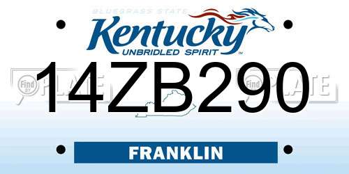 14ZB290 Kentucky License Plate