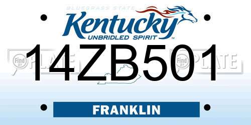 14ZB501 Kentucky License Plate