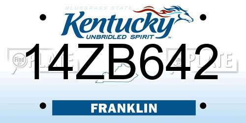 14ZB642 Kentucky License Plate