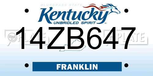 14ZB647 Kentucky License Plate