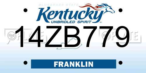 14ZB779 Kentucky License Plate