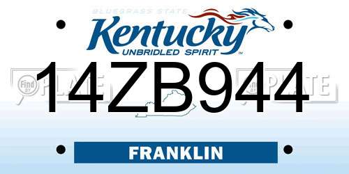 14ZB944 Kentucky License Plate