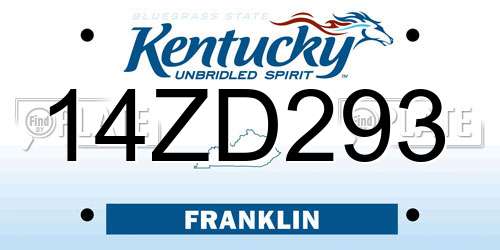 14ZD293 Kentucky License Plate