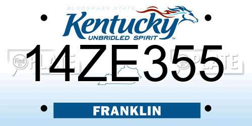 14ZE355 Kentucky License Plate