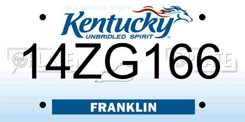 14ZG166 Kentucky License Plate