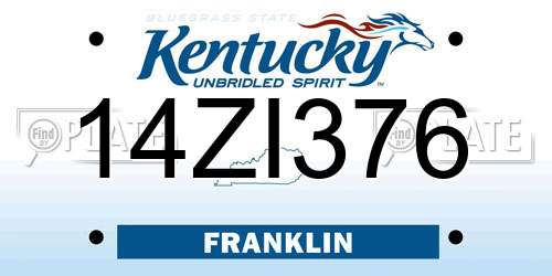 14ZI376 Kentucky License Plate